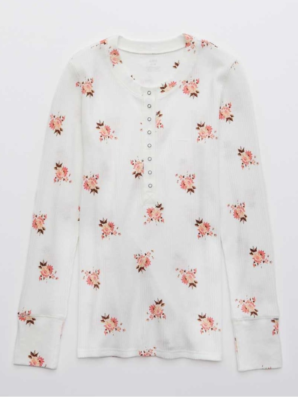 Aerie Heart-Eyes Waffle Long Sleeve T-Shirt in Floral